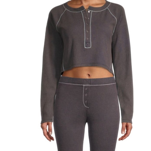 Free People Intimately Early Night Crop Top in washed black - Picture 1 of 11